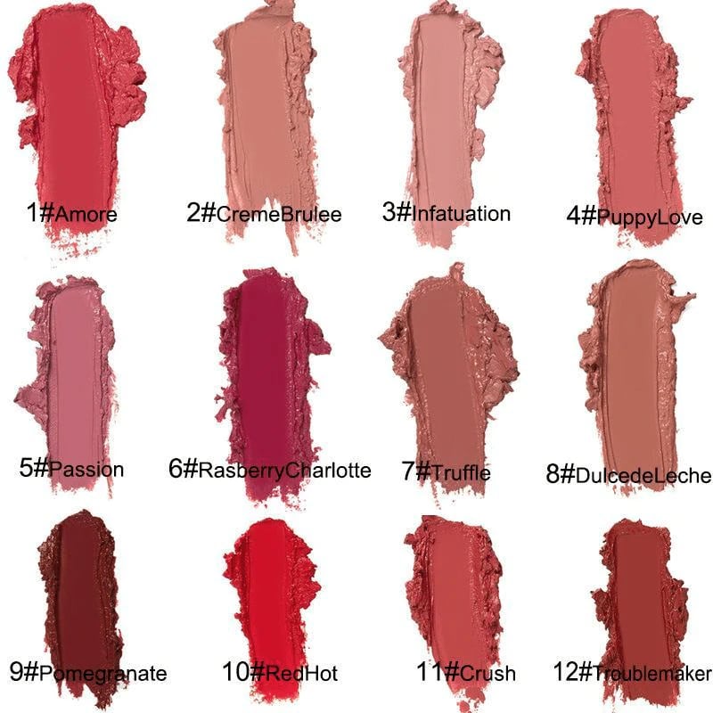 BIG SALE - 50% OFF TODAY - 12 Colors Cream Texture Lipstick Waterproof