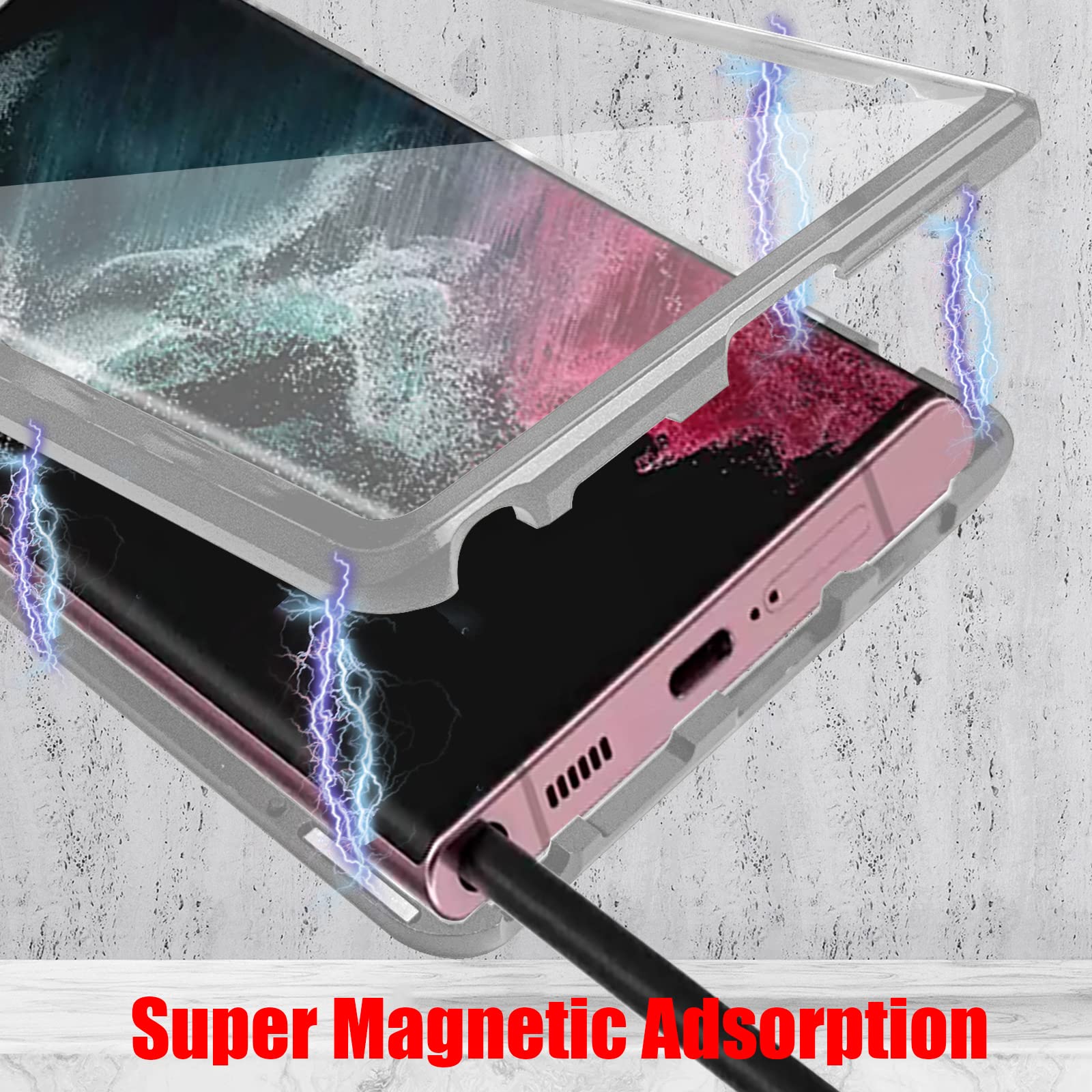 Magnetic Double Sided Tempered Glass Phone Case for Samsung S22/S23 Ultra