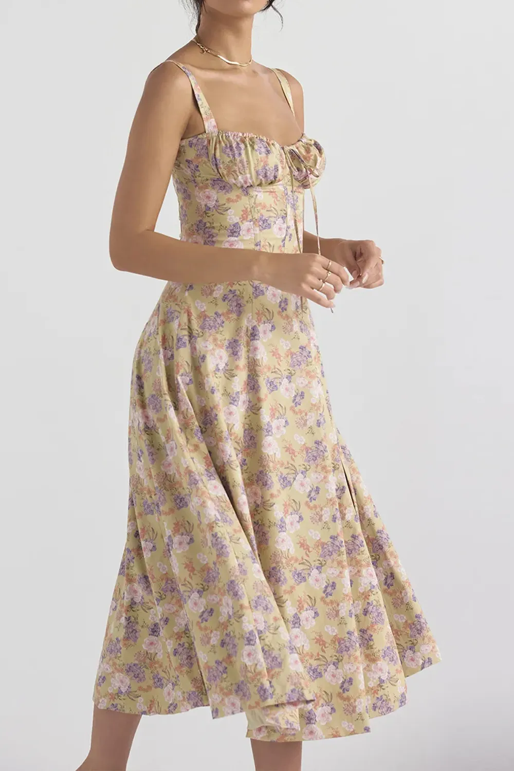 Saminey Nakans Floral Bustier Midriff Waist Shaper Dress
