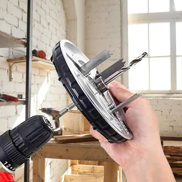 Adjustable punch saw tool for drilling