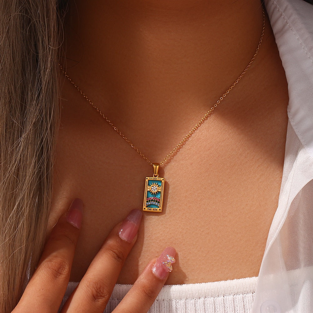 Colorful Tarot Cards Symbolic Necklaces