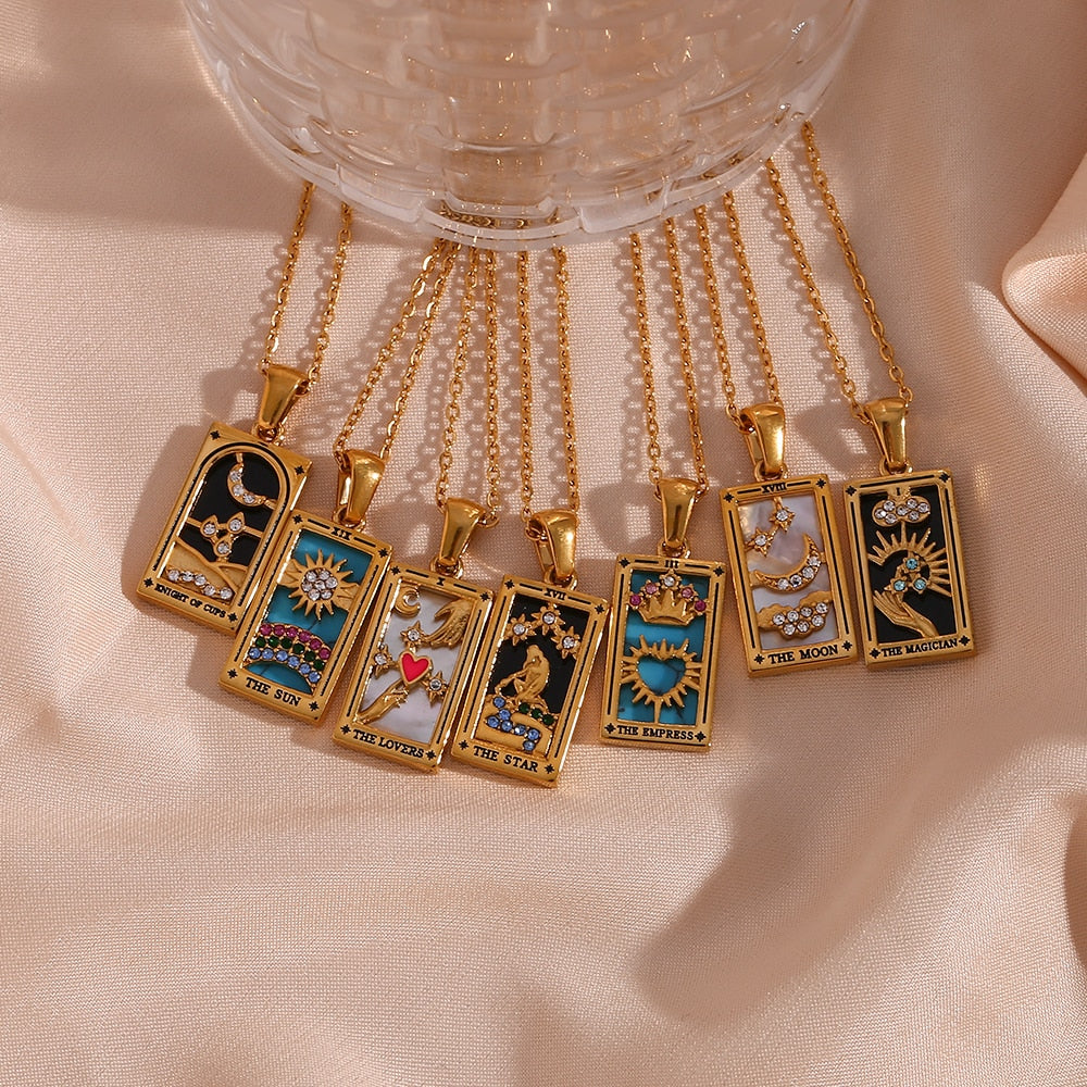 Colorful Tarot Cards Symbolic Necklaces