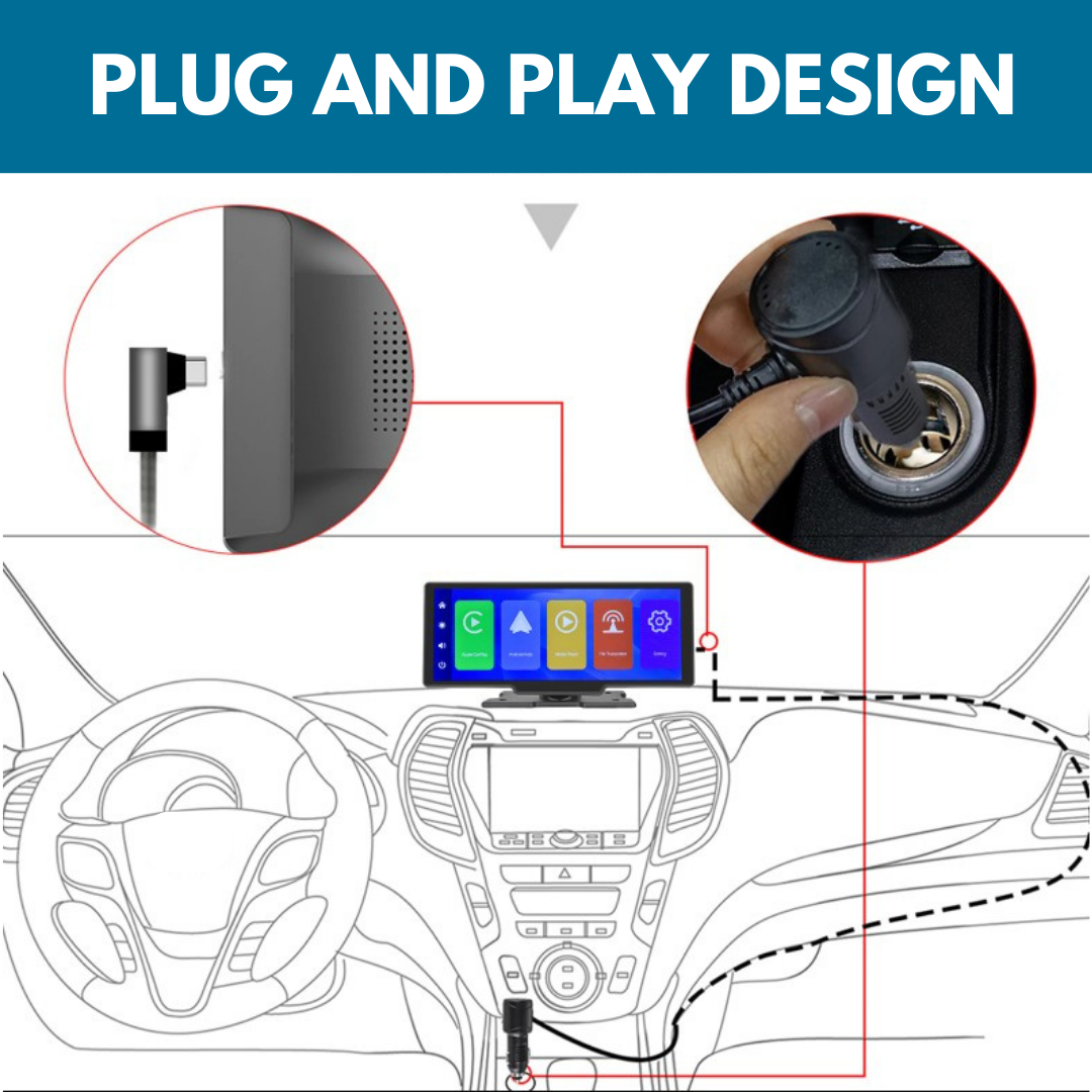DrivePortal Wireless CarPlay Head Unit with 4K Dash Cam