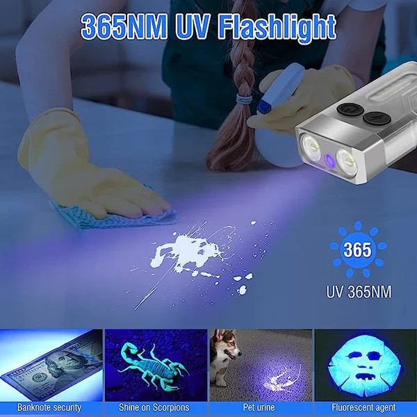 LAST DAY 59% OFF - Small Powerful EDC Flashlight with Red UV Blue Light - Super Bright 1000 Lumens