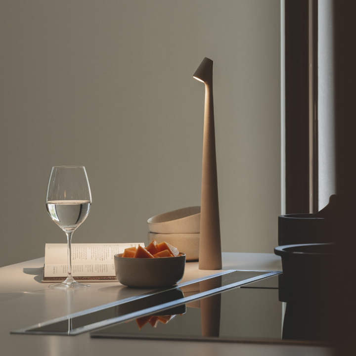 Elegant Slim Conical Stem Table Lamp - Portable & Dimmable LED Sculpting Light