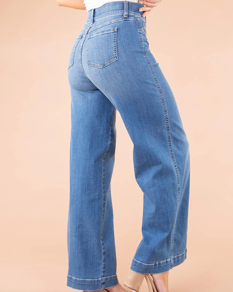 Front Seamed Wide Leg Jeans