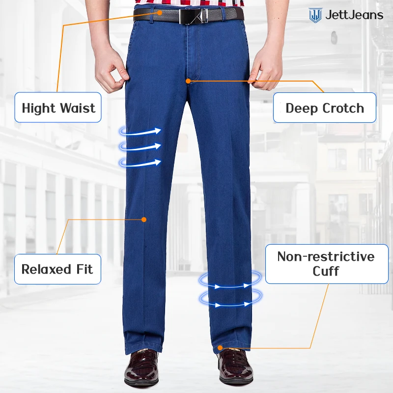 JettJeans3 - Men's High Waist Straight Fit Stretch Jeans
