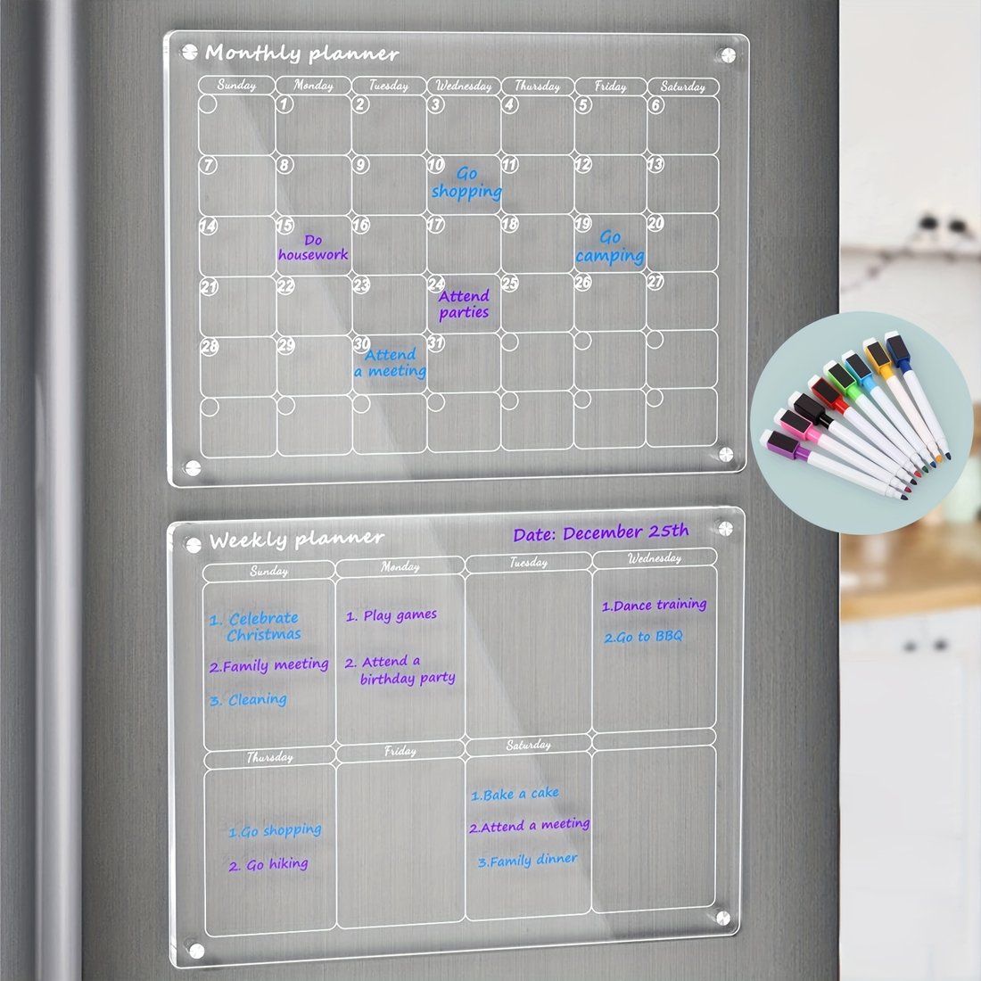 Magnetic Schedule Planner For Fridge (Permanently reusable)