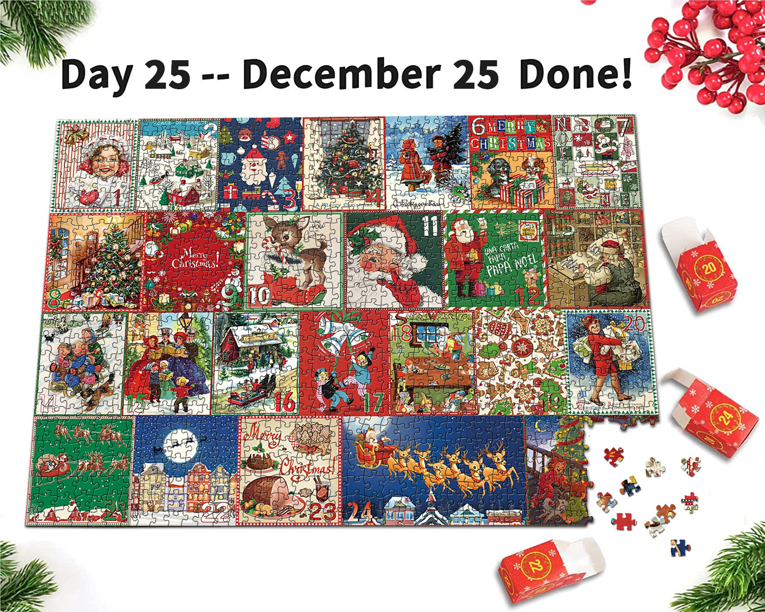 Pickforu Christmas Advent Calendar Jigsaw Puzzle 1000pcs